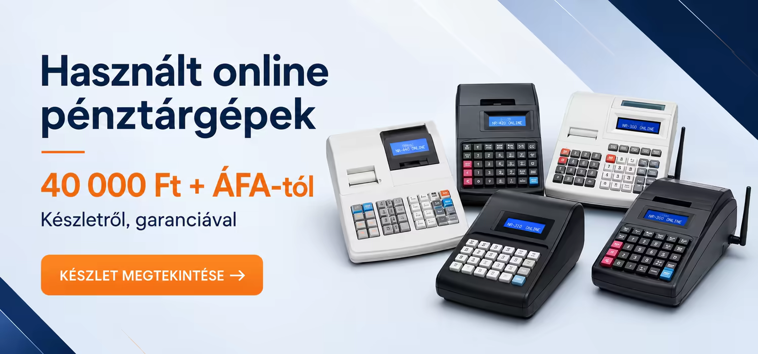 Használt online pénztárgépek 40 000 Ft + ÁFA ártól, készletről, garanciával